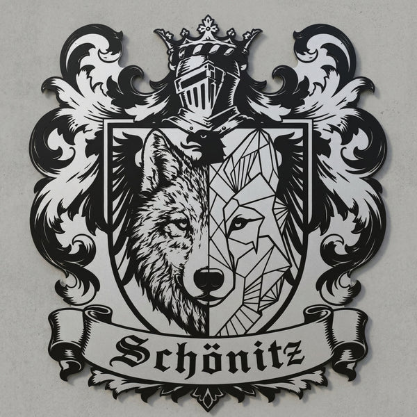 Familienwappen Schönitz – Wolf & Bundesadler