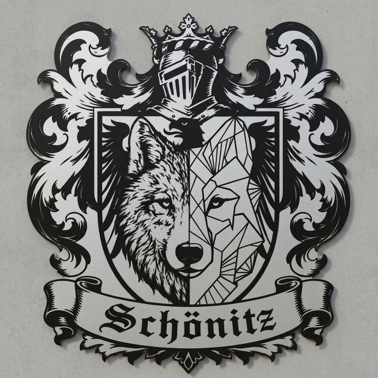 Familienwappen Schönitz – Wolf & Bundesadler
