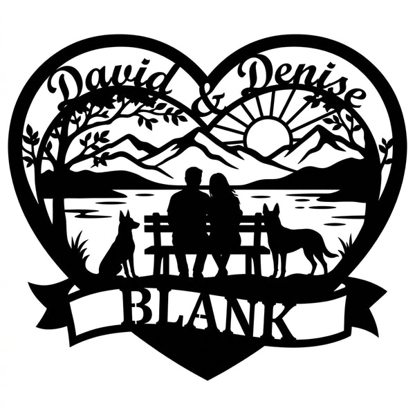 Herz-Wandschild Paar & Malinois – David & Denise, BLANK