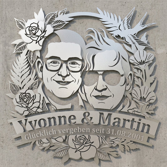 Wandschild Yvonne & Martin – ohne Rahmen