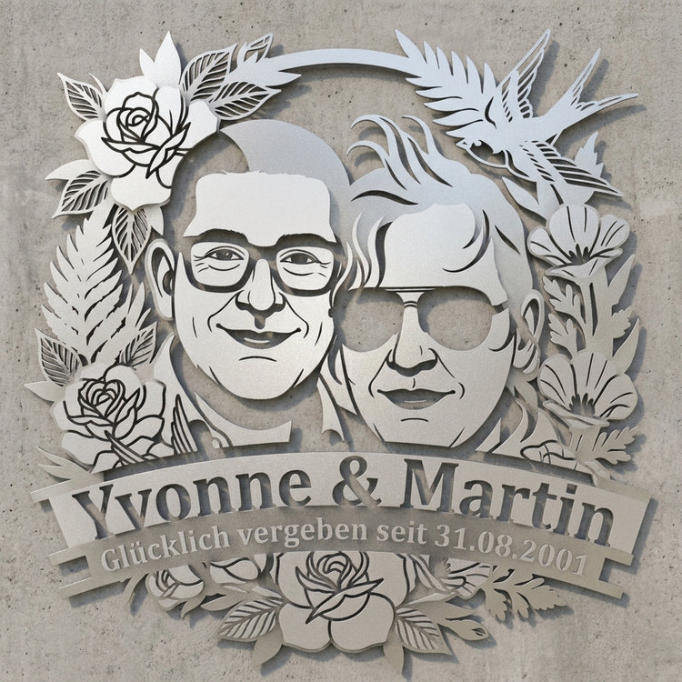 Wandschild Yvonne & Martin – ohne Rahmen