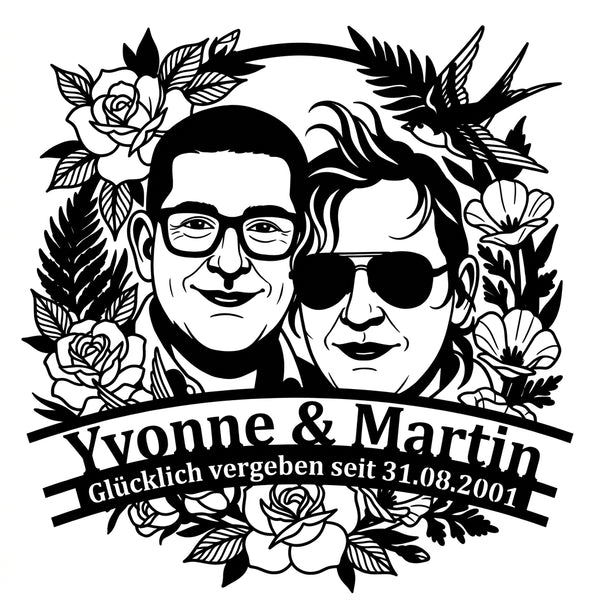 Wandschild Yvonne & Martin – ohne Rahmen