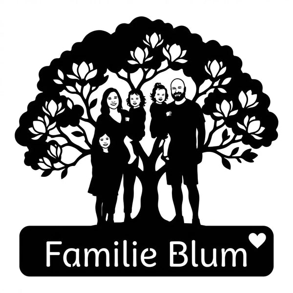 Wandschild Familie Blum – Magnolienbaum Steelmonks