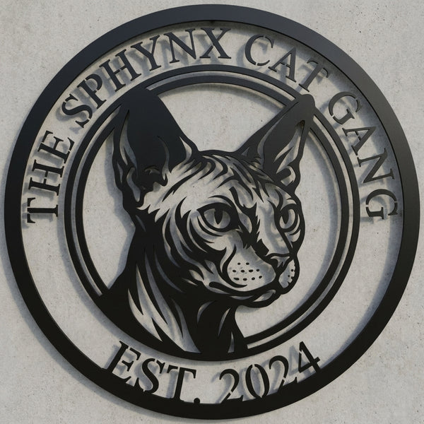 Rundes Doppelring-Schild „The Sphynx Cat Gang“