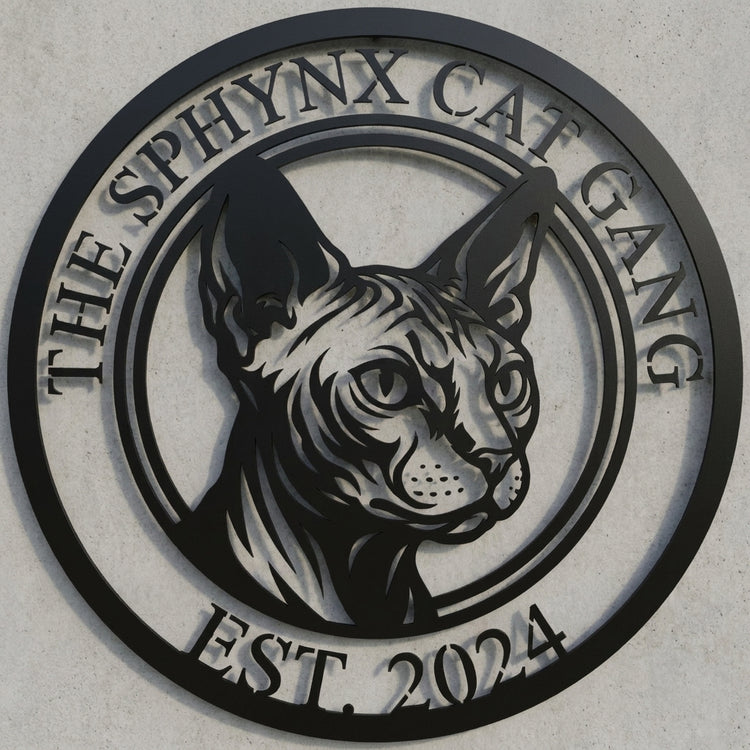 Rundes Doppelring-Schild „The Sphynx Cat Gang“