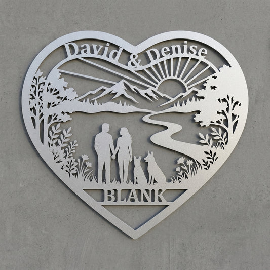 Herz-Wandschild David & Denise – Familie BLANK