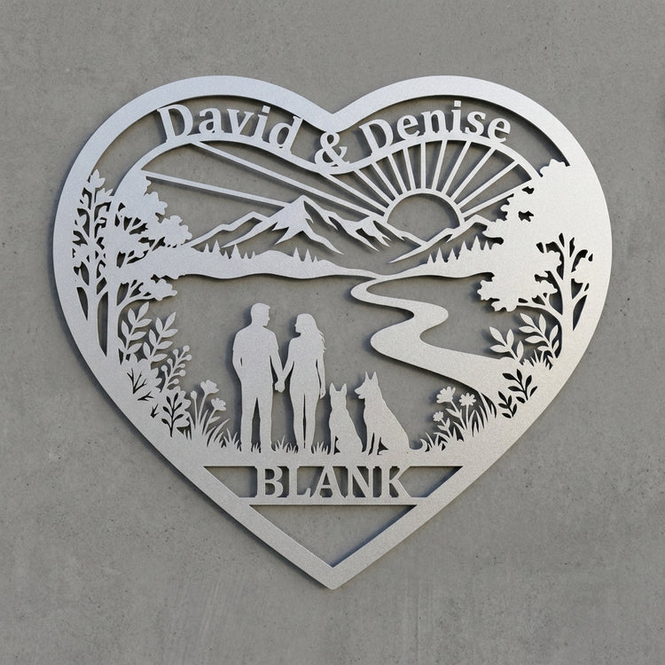 Herz-Wandschild David & Denise – Familie BLANK