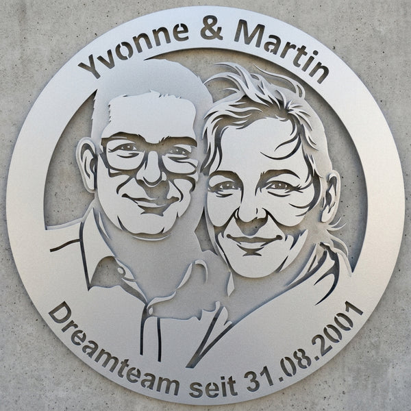 Ovales Partnerschild – Yvonne & Martin
