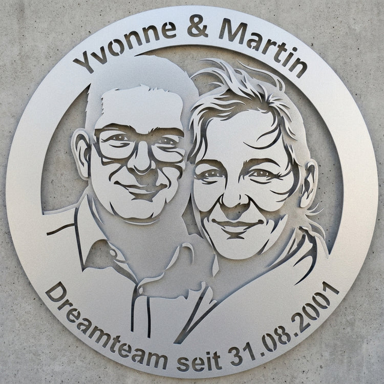 Ovales Partnerschild – Yvonne & Martin