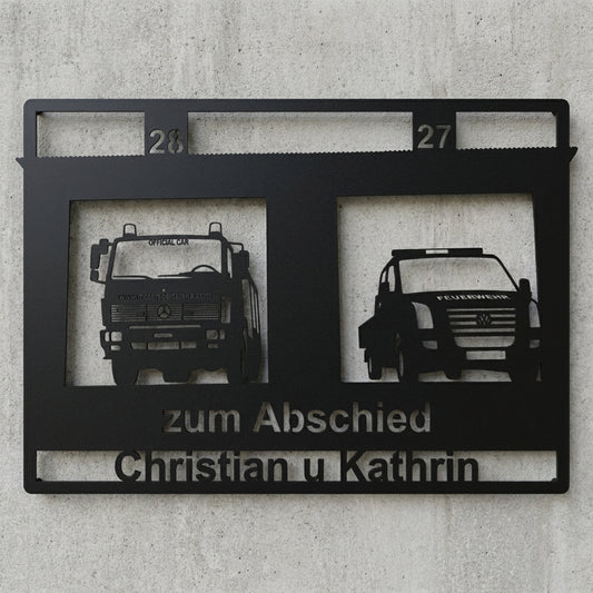 Wandschild „Zum Abschied“ mit Zahlen oben