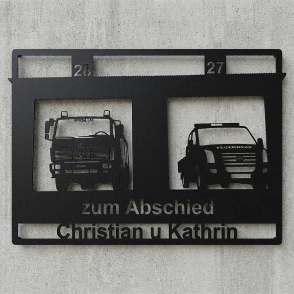 Wandschild „Zum Abschied“ mit Zahlen oben