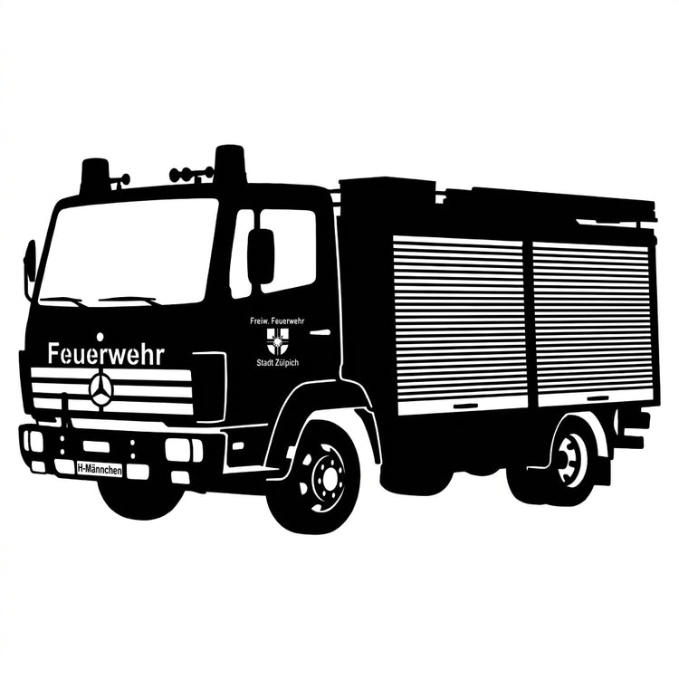 Metall Wandschild Fahrzeug Silhouette – Feuerwehr