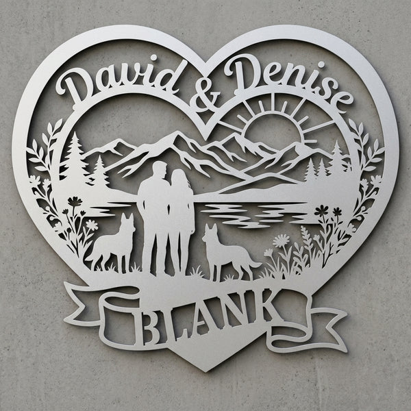 Herz-Wandschild Paar mit zwei Malinois – David & Denise | BLANK
