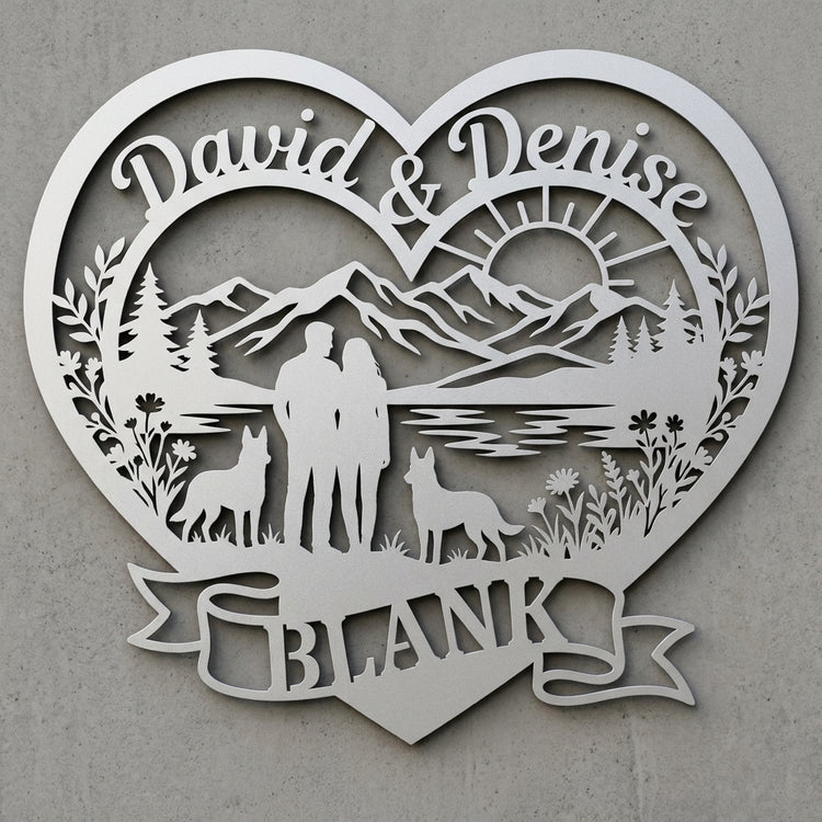 Herz-Wandschild Paar mit zwei Malinois – David & Denise | BLANK