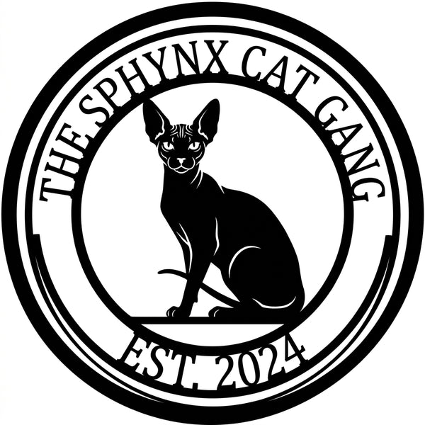 Rundes Emblem – Sphynx Cat Gang (Est. 2024)