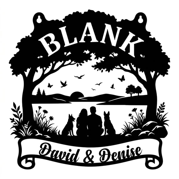 Wandschild Baumkrone & Schriftrolle – BLANK, David & Denise