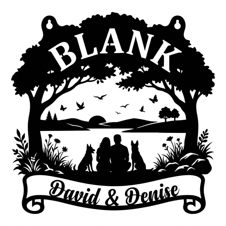 Wandschild Baumkrone & Schriftrolle – BLANK, David & Denise