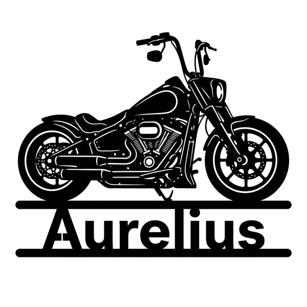 Aurelius Motorrad‑Silhouette Wandschild
