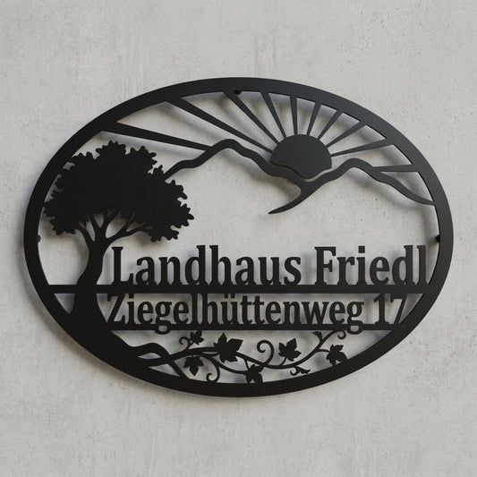 Ovales Landhaus-Wandschild – Landhaus Friedl