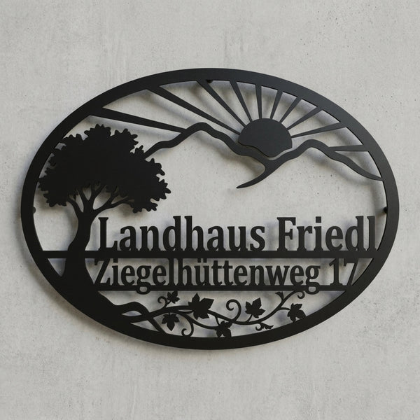 Ovales Landhaus-Wandschild – Landhaus Friedl