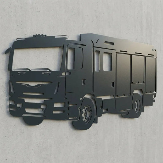 Feuerwehrfahrzeug Silhouette Wandschild Steelmonks