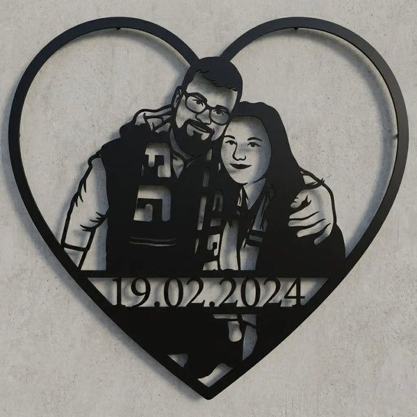 Herz-Datum Wandschild 19.02.2024 Steelmonks
