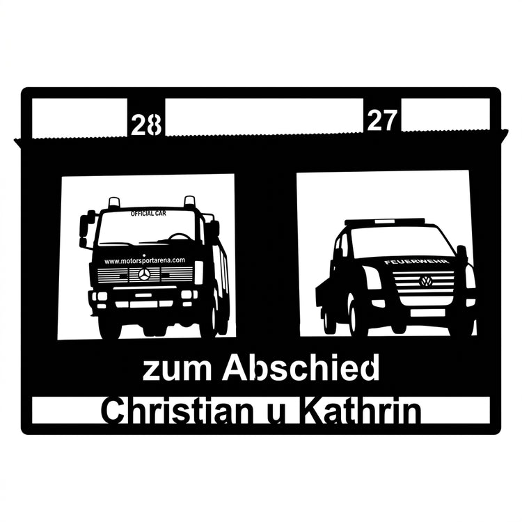 Wandschild „Zum Abschied“ mit Zahlen oben