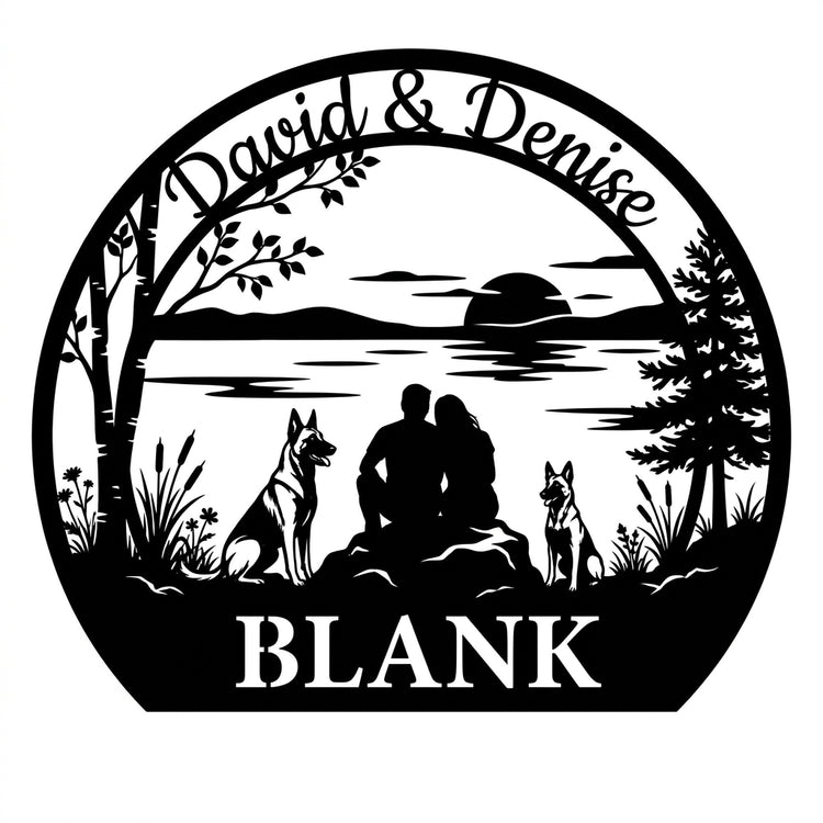 Sonnenuntergang-Paar am See – Familie BLANK