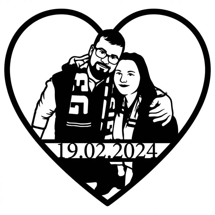 Herz-Datum Wandschild 19.02.2024 Steelmonks