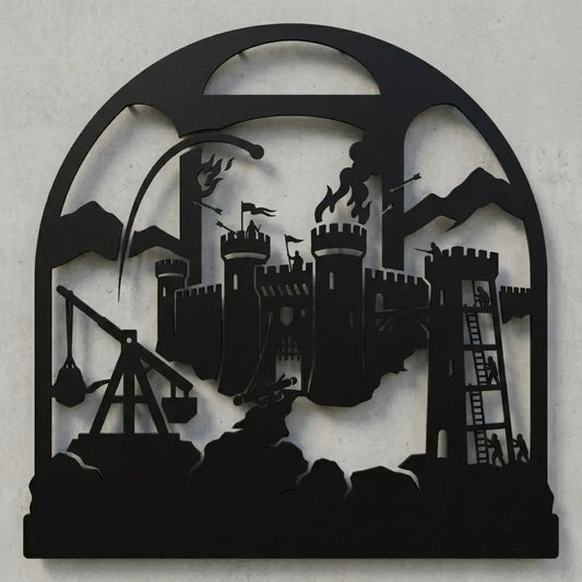 Burg unter Belagerung – Wappenschild Steelmonks