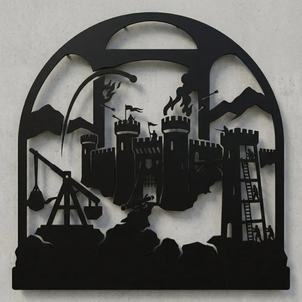 Burg unter Belagerung – Wappenschild Steelmonks
