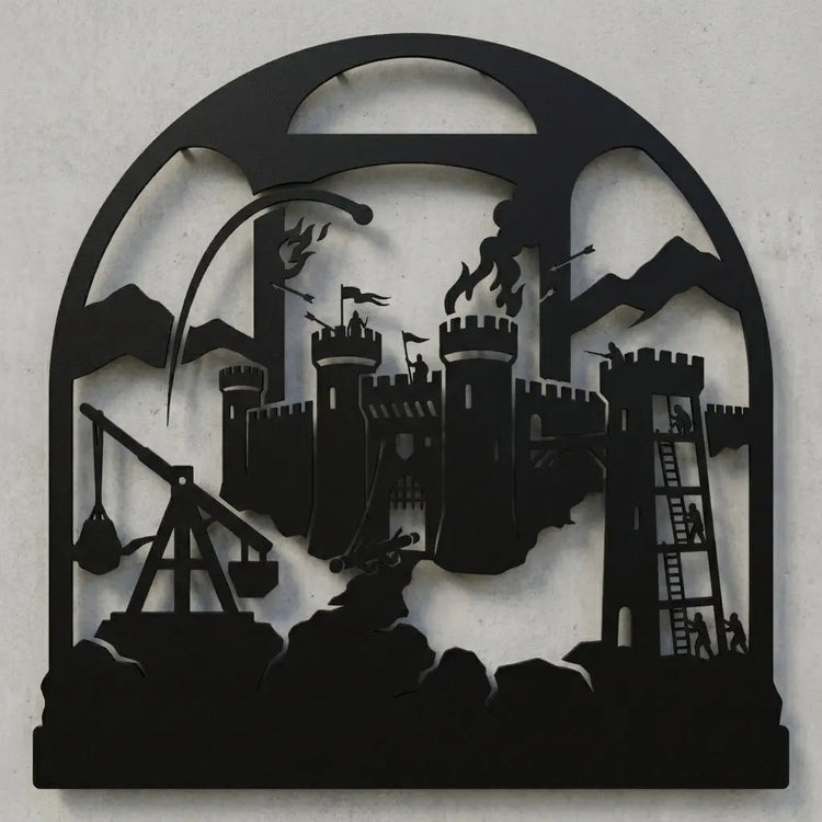 Burg unter Belagerung – Wappenschild