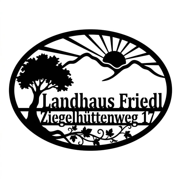 Ovales Landhaus-Wandschild – Landhaus Friedl
