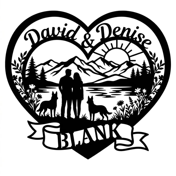 Herz-Wandschild Paar mit zwei Malinois – David & Denise | BLANK