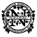 Monogramm N NIEDERL – Weinranken-Hausschild Steelmonks