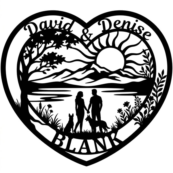 Herzschild David & Denise – Familie BLANK