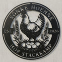 Rundes Wandschild Huhn & Ähren mit Schrift