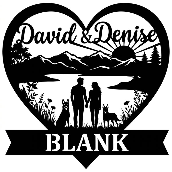 Herz-Wandschild Paar & Malinois – David & Denise BLANK
