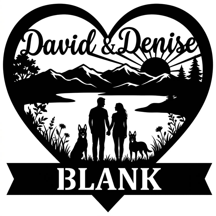 Herz-Wandschild Paar & Malinois – David & Denise BLANK