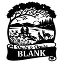 Baumkronen-Wandschild BLANK – Pärchen am See & zwei Malinois