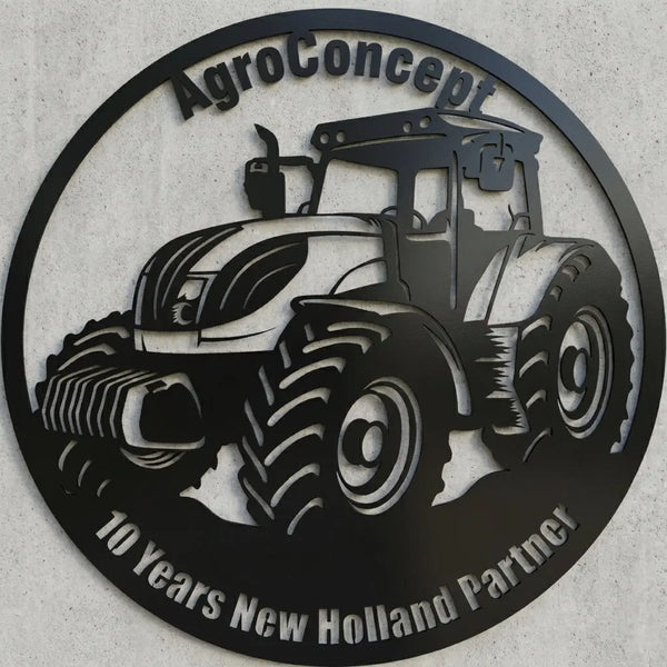 Rundes Traktor-Wandschild – AgroConcept 10 Years New Holland Partner Steelmonks
