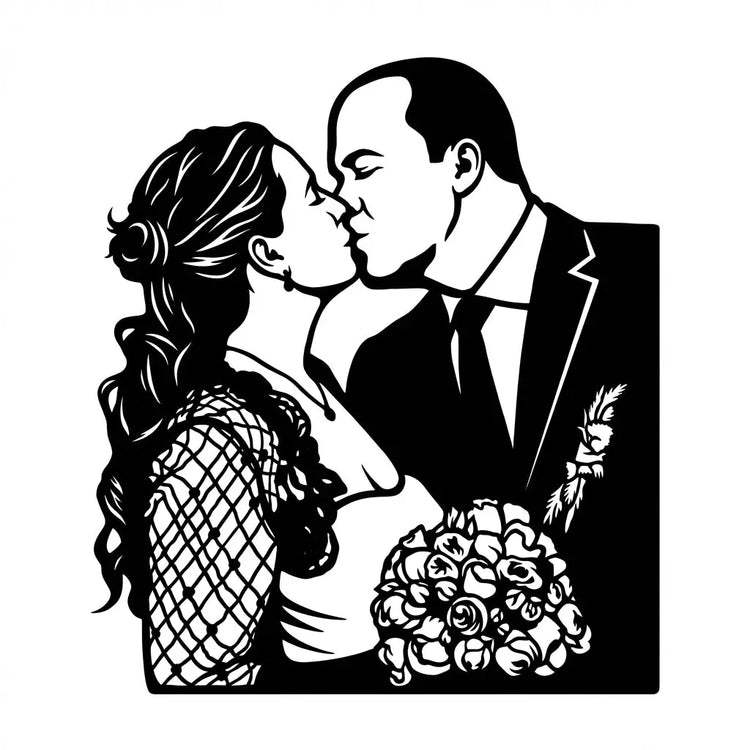 Hochzeit Silhouetten-Wandschild Steelmonks