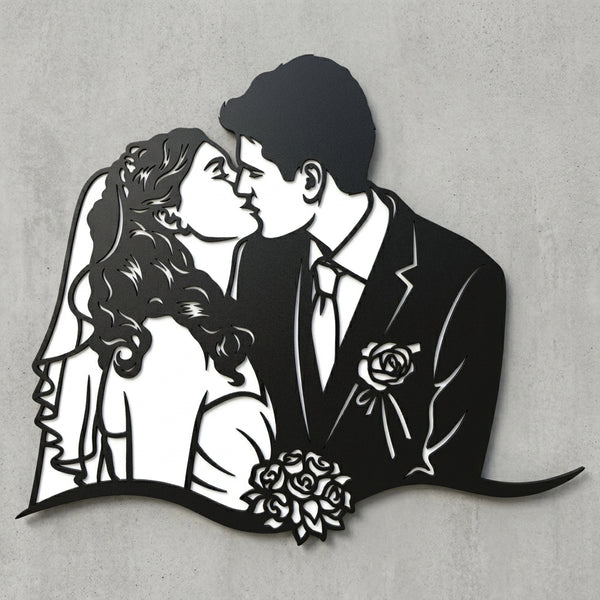 Hochzeitspaar Silhouette – Metall-Wandschild