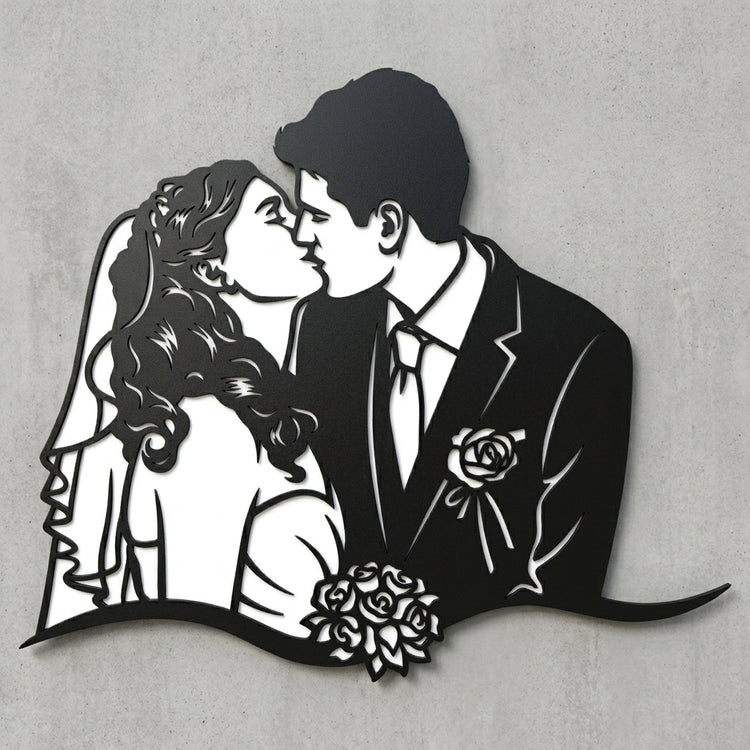 Hochzeitspaar Silhouette – Metall-Wandschild