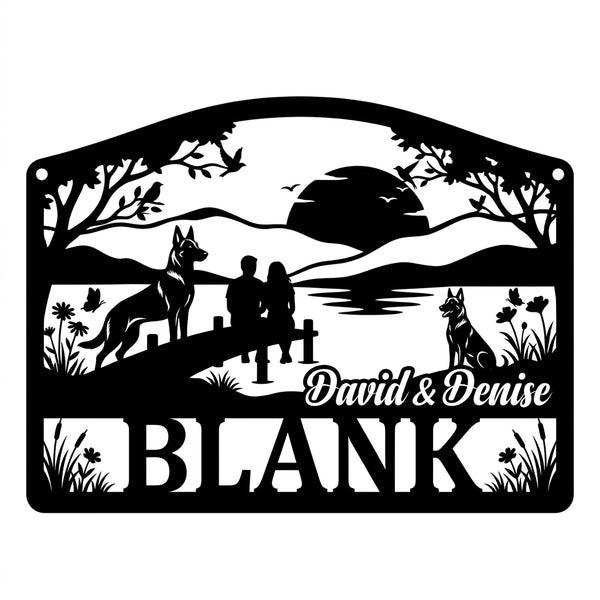 Panorama-Wandschild Paar am See – BLANK
