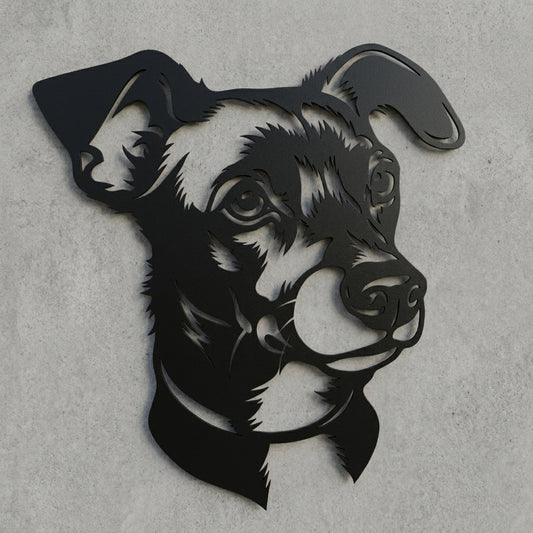 Hundekopf Silhouette Wandschild 45 cm