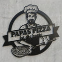 Papas Pizza – Wandschild mit Pizzabäcker-Portrait Steelmonks