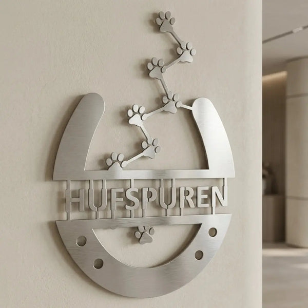 Firmenwappen Wandschild Edelstahl satiniert Steelmonks