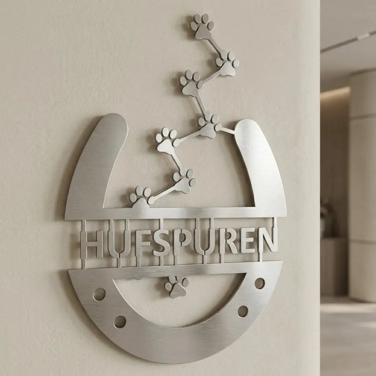Firmenwappen Wandschild Edelstahl satiniert