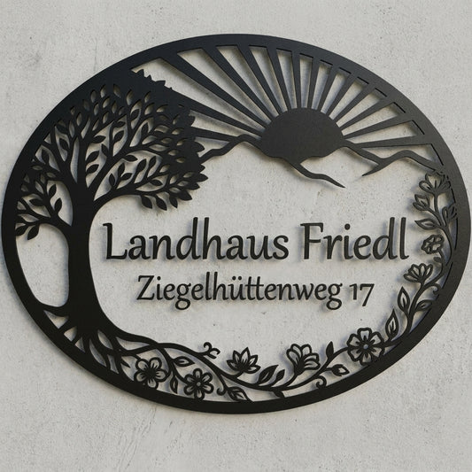 Ovales Landhaus-Schild Landhaus Friedl